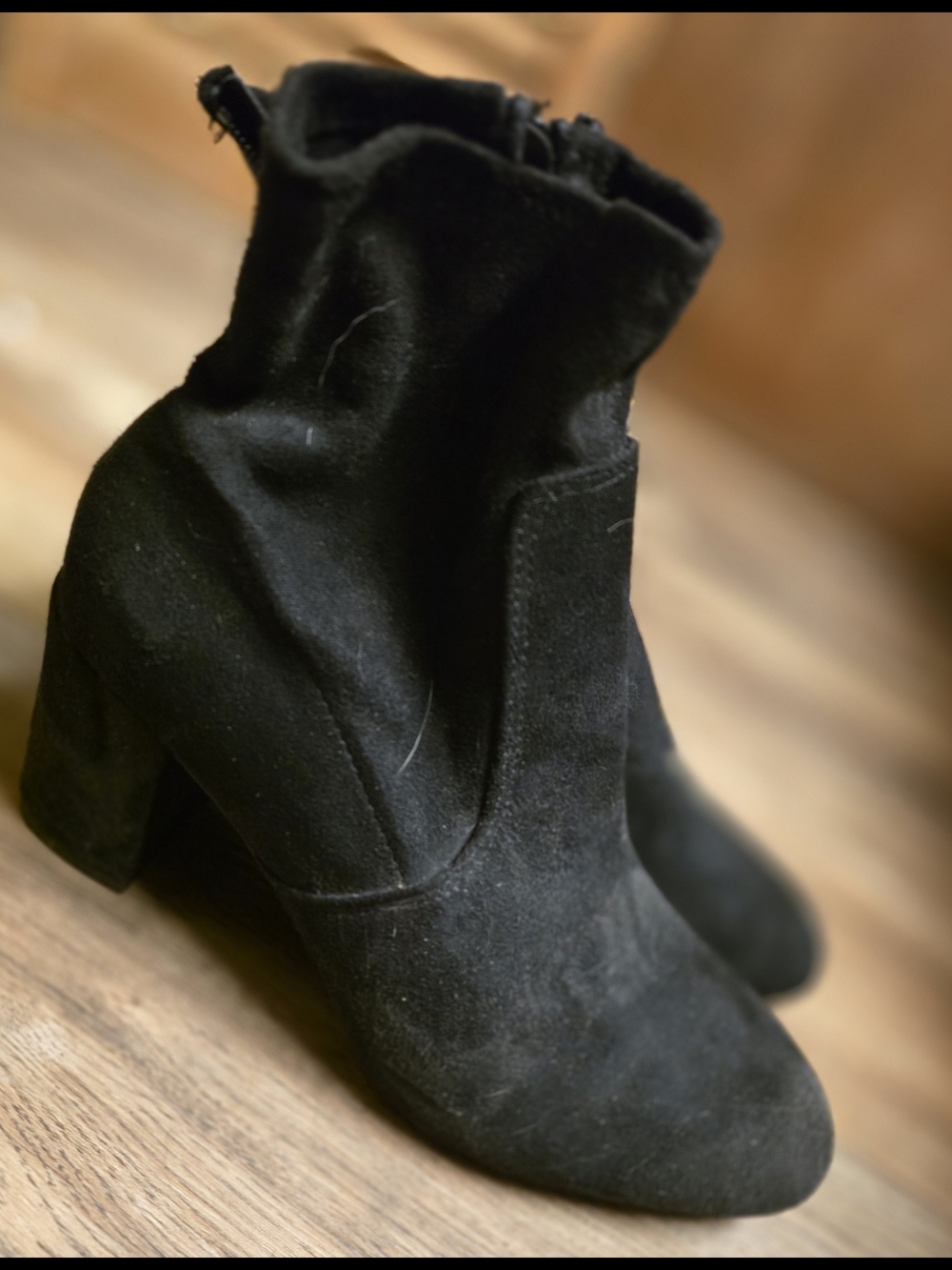 Rachel Zoe Black Suede Ankle Booties with Block Heel